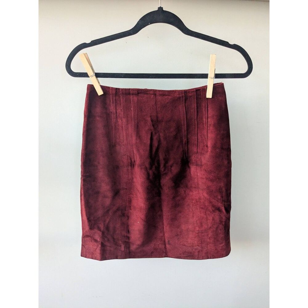 Vintage Concepts Burgundy Suede Mini Skirt